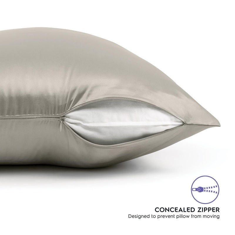 Tafts Pillow Cases - 22mm 100% Pure Mulberry 6A Silk Pillowcase for Hair & Skin with Zipper Closure, Cooling, Natural, Organic, Double Sided Silk Pillow Case (Taupe, King 20x36, 1pc) - Image 4